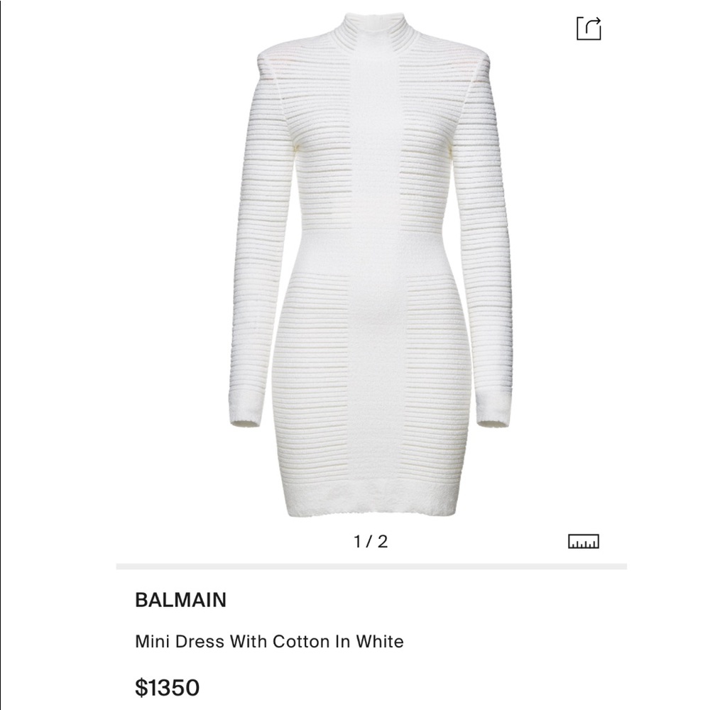 BALMAIN Mini Dress With Cotton In White
